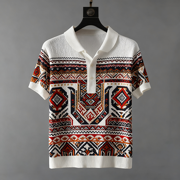 Men's Casual Short-Sleeve Polo Collar T-Shirt - Summer Lapel V-Neck