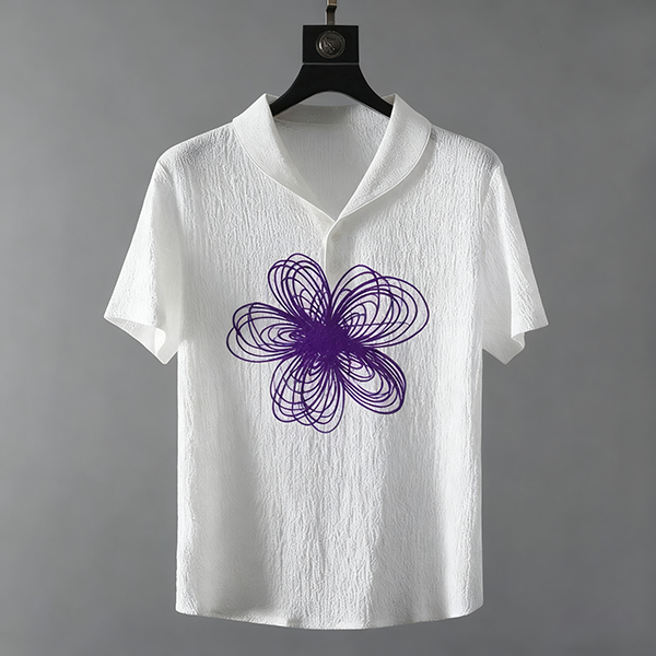 Short Sleeve Polo Collar Men's T-Shirt - Summer Lapel V-Neck Casual