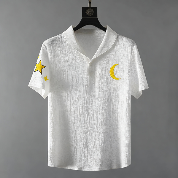 Men's Casual Lapel V-Neck T-Shirt - Summer Short-Sleeve Polo Collar