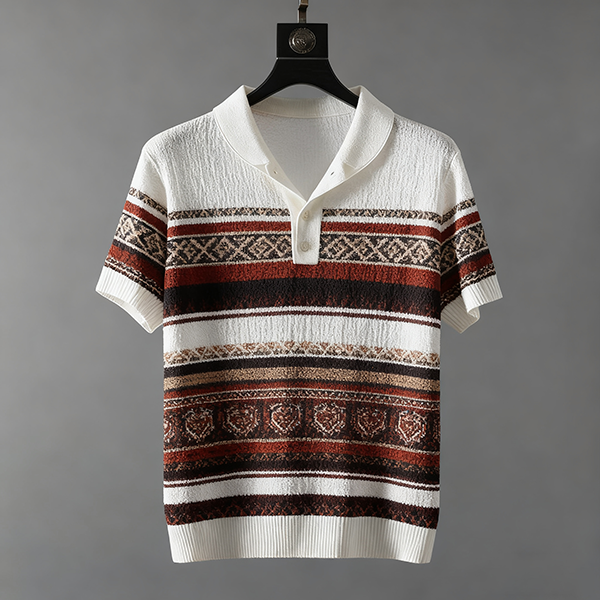 Men's Short-Sleeve Lapel V-Neck Polo T-Shirt - Summer Casual Tee