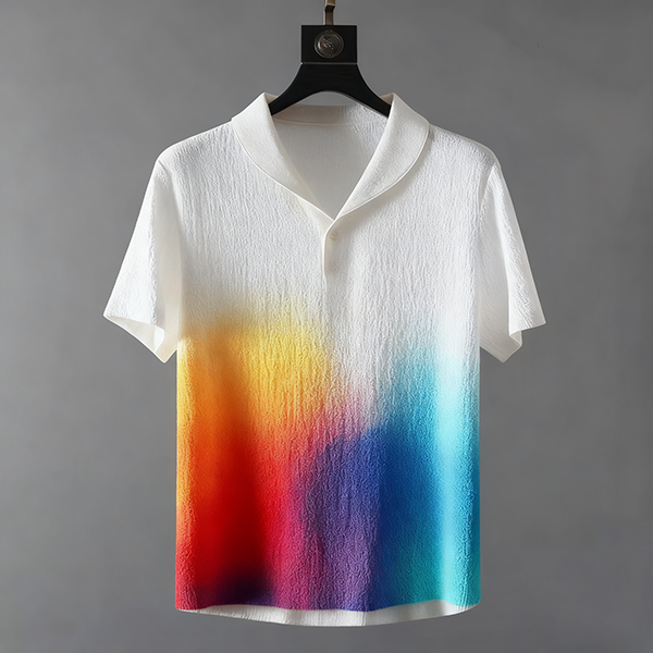 Lapel V-Neck Men's Summer Short Sleeve Polo T-Shirt - Casual Tee